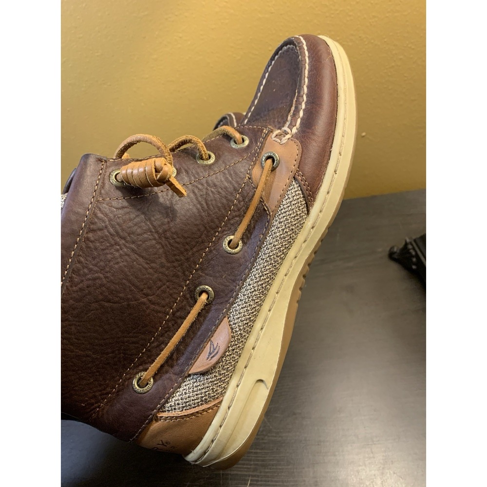 Sperry Top Sider Brown Leather Zip Ankle Boots Size 8 Preppy Classic - Picture 3 of 9
